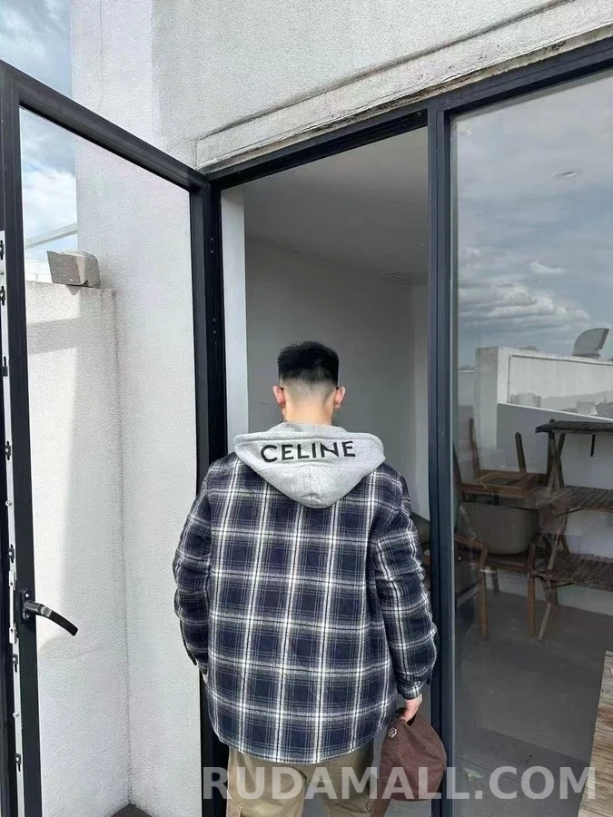 셀린느 셀린느 후드 체크 긴팔 티셔츠 상세 이미지