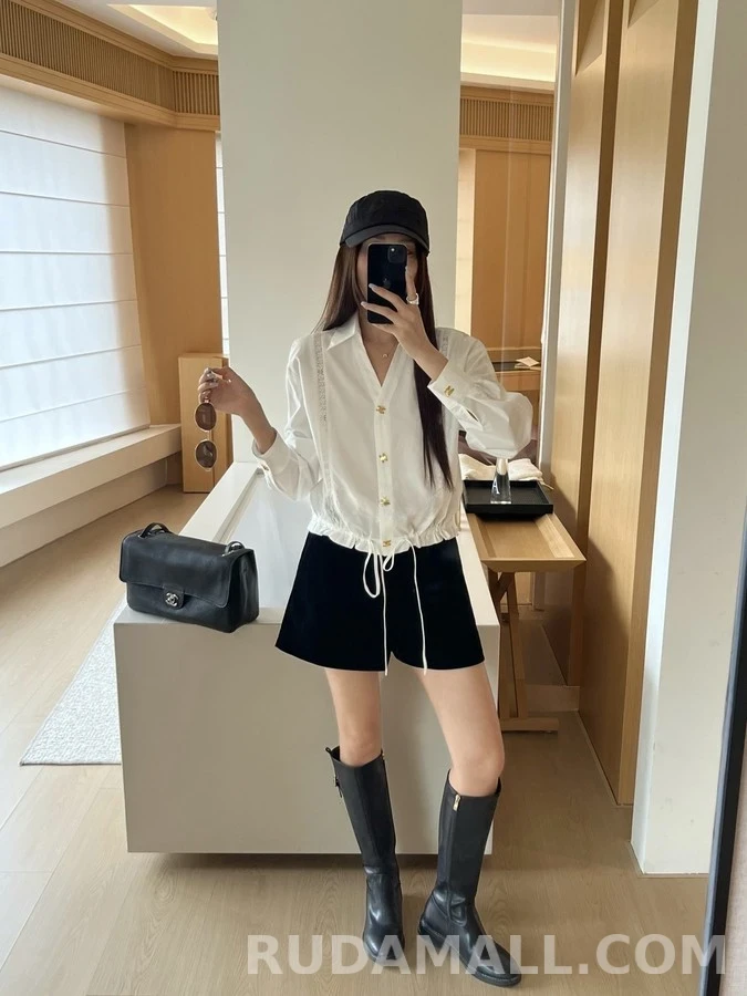 셀린느 셀린느 트리옹프 레이스 패널 드로스트링 셔츠 상세 이미지