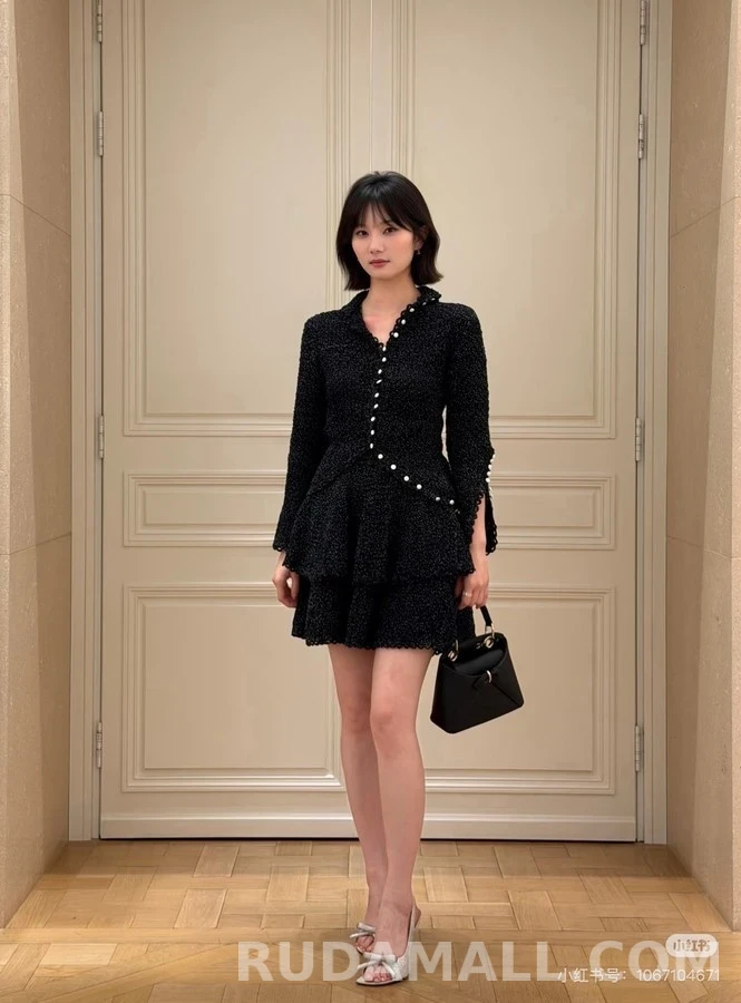 디올 디올 스펙클 하이넥 진주 버튼 가디건 상세 이미지