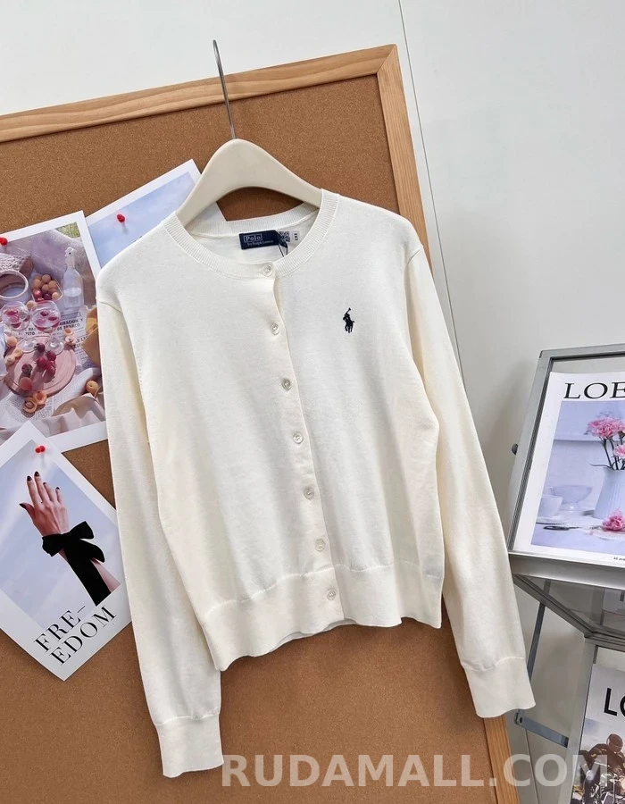 폴로 랄프 로렌 폴로 랄프 로렌 피마 코튼 로고 가디건 상세 이미지