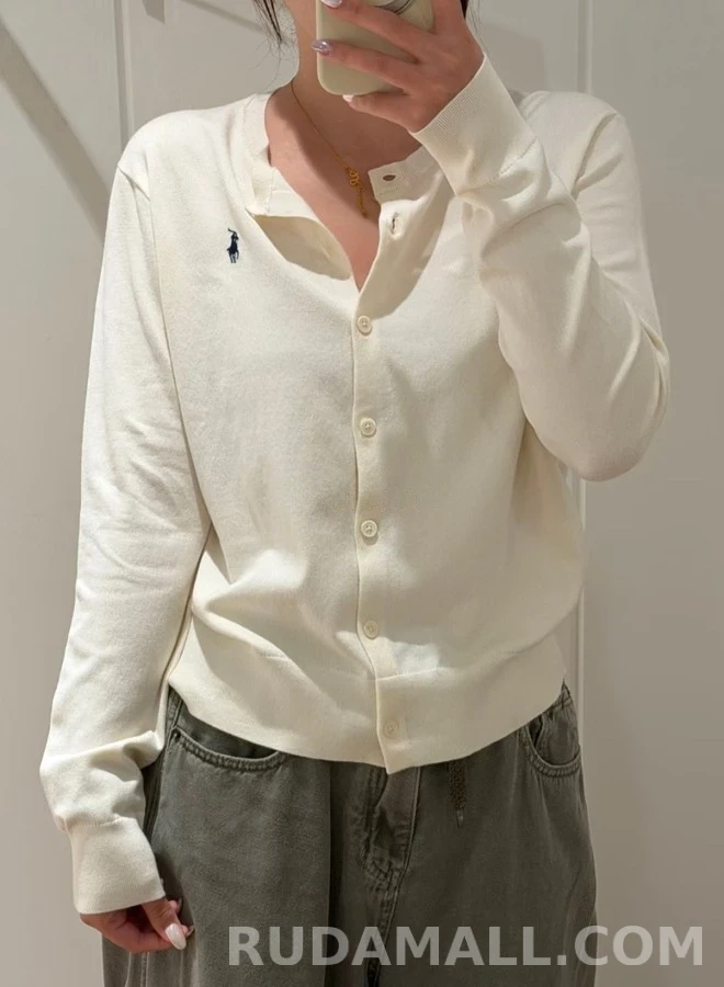 폴로 랄프 로렌 폴로 랄프 로렌 피마 코튼 로고 가디건 상세 이미지
