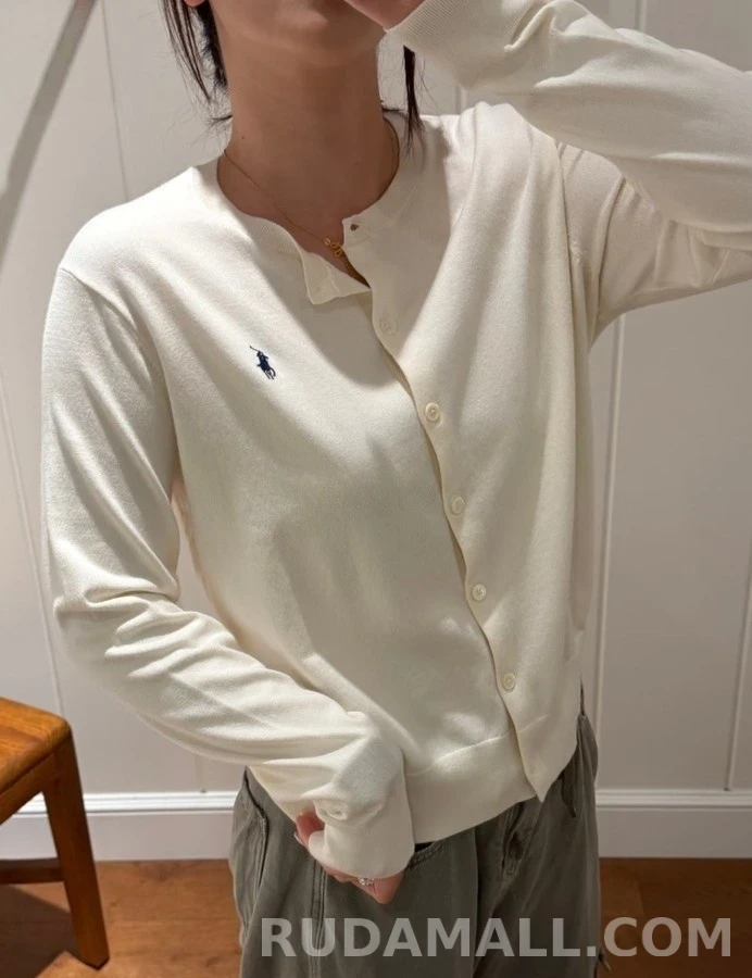 폴로 랄프 로렌 폴로 랄프 로렌 피마 코튼 로고 가디건 상세 이미지