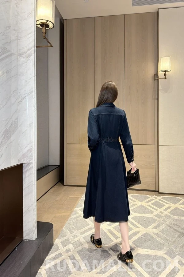 샤넬 샤넬 데님 퀼팅 벨티드 원피스 상세 이미지