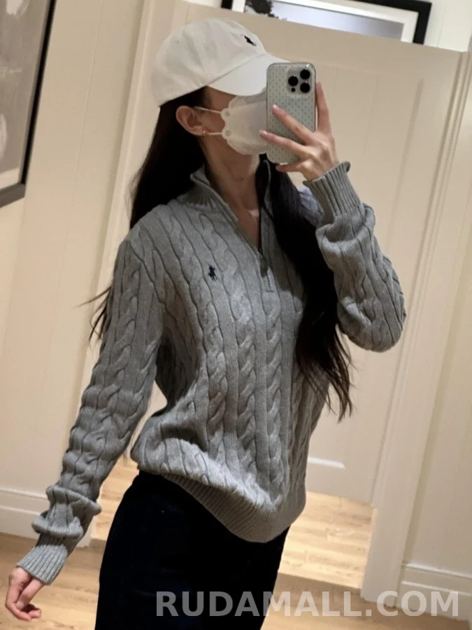 폴로 랄프 로렌 폴로 랄프 로렌 꽈배기 쿼터집 니트 상세 이미지