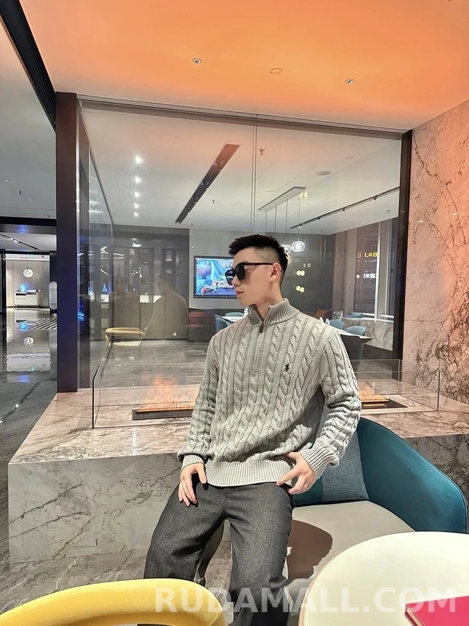 폴로 랄프 로렌 폴로 랄프 로렌 꽈배기 쿼터집 니트 상세 이미지