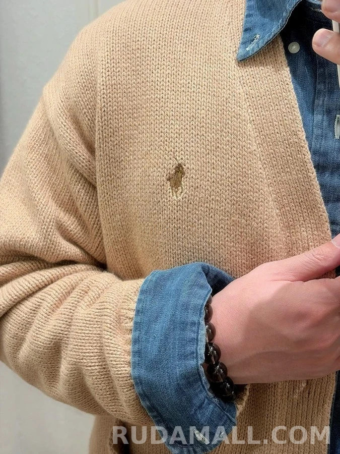폴로 랄프 로렌 폴로 랄프 로렌 로고 자수 코튼 가디건 상세 이미지
