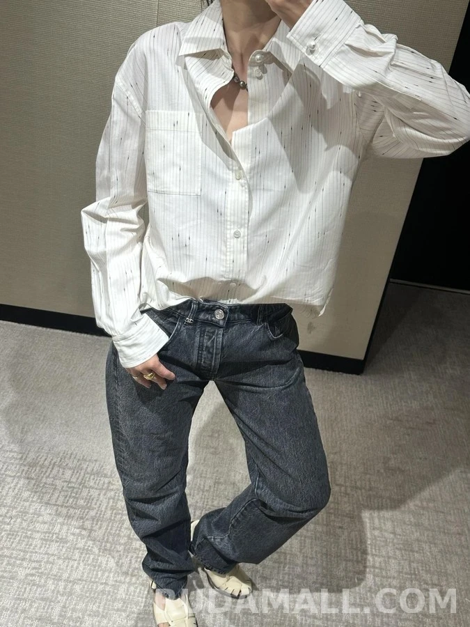 샤넬 샤넬 별점 자수 스트라이프 셔츠 상세 이미지