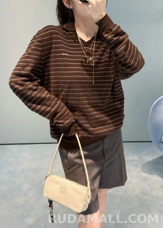 미우미우 미우미우 스트라이프 카라 니트 상세 이미지
