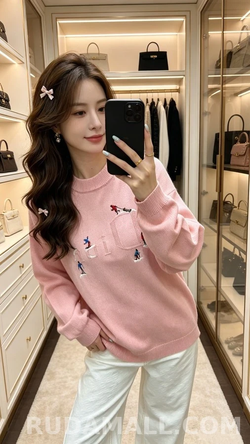 디올 디올 스키 소인 자수 라운드넥 니트 상세 이미지