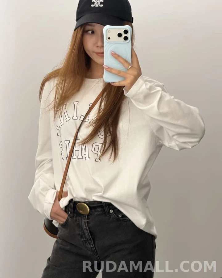 셀린느 셀린느 레터링 프린트 긴팔 티셔츠 상세 이미지