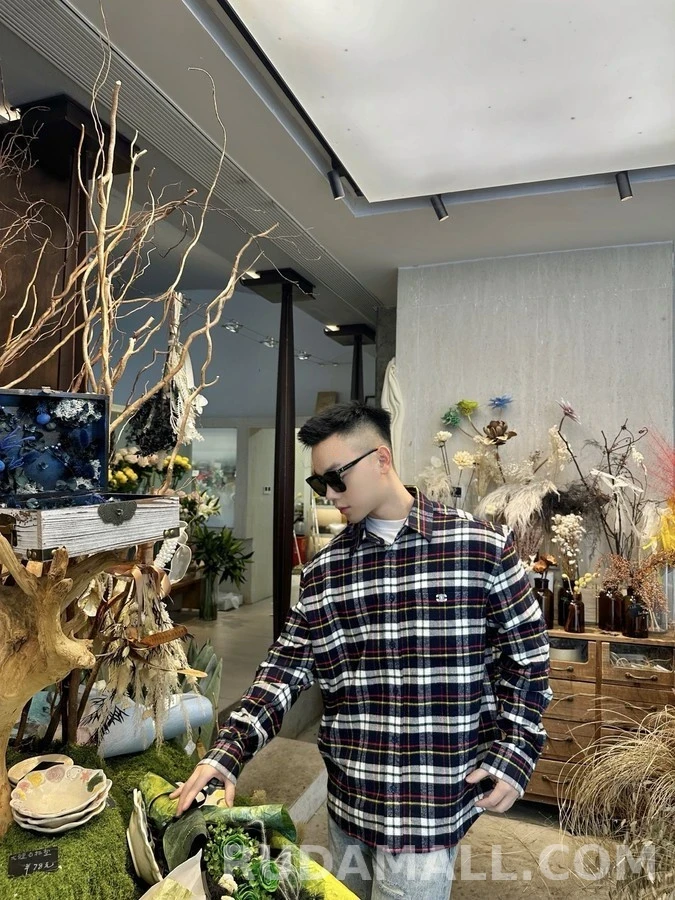 셀린느 셀린느 트리옹프 체크 셔츠 상세 이미지