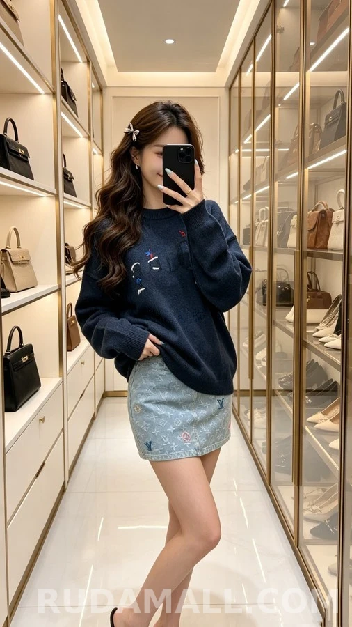 디올 디올 스키 자수 라운드넥 니트 상세 이미지