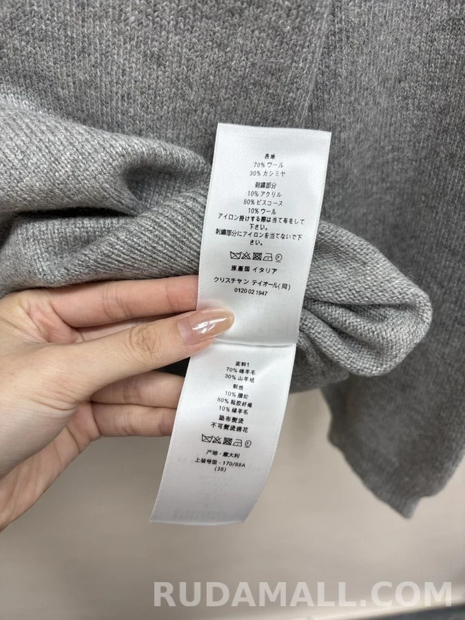 디올 디올 스키 자수 라운드넥 니트 그레이 상세 이미지