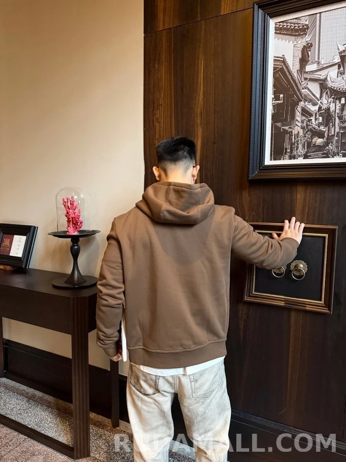 에르메스 에르메스 가죽 패치 자수 집업 후드 상세 이미지