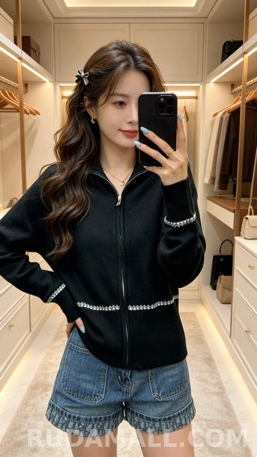 디올 디올 눈꽃 자수 집업 니트 가디건 상세 이미지