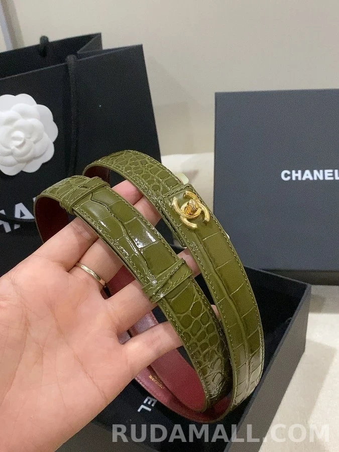 샤넬 샤넬 악어 엠보 더블 C 버클 벨트 상세 이미지