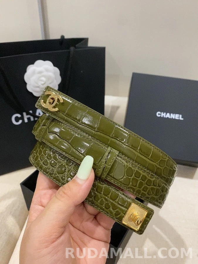 샤넬 샤넬 악어 엠보 더블 C 버클 벨트 상세 이미지