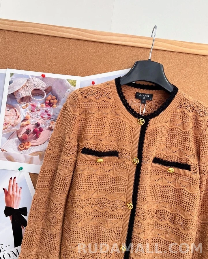 샤넬 샤넬 물결 펀칭 배색 가디건 상세 이미지