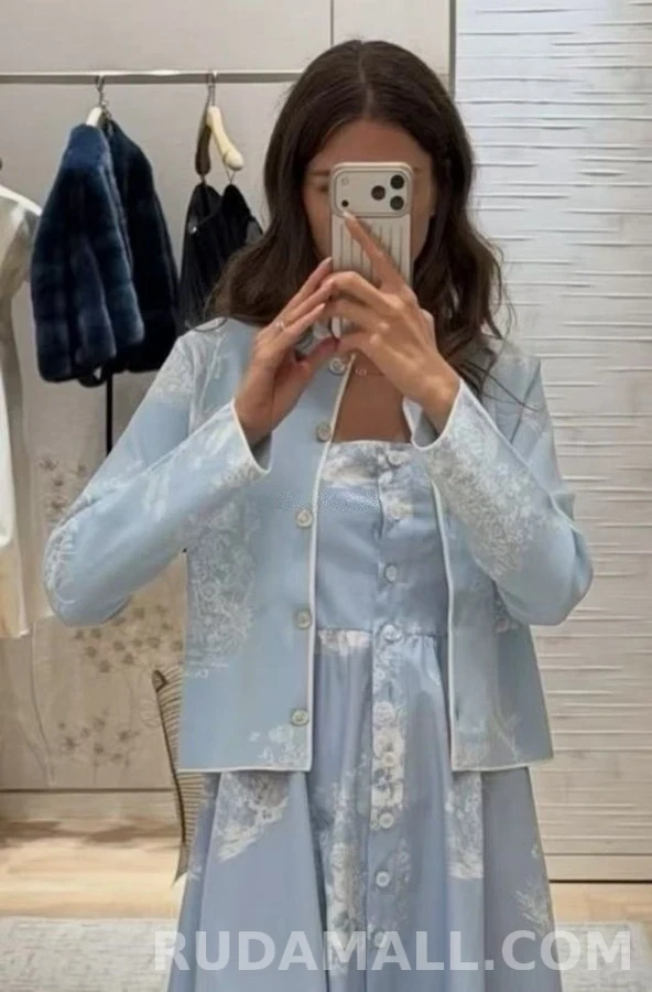 디올 디올 신중국풍 꽃새 자카드 긴팔 티셔츠 상세 이미지