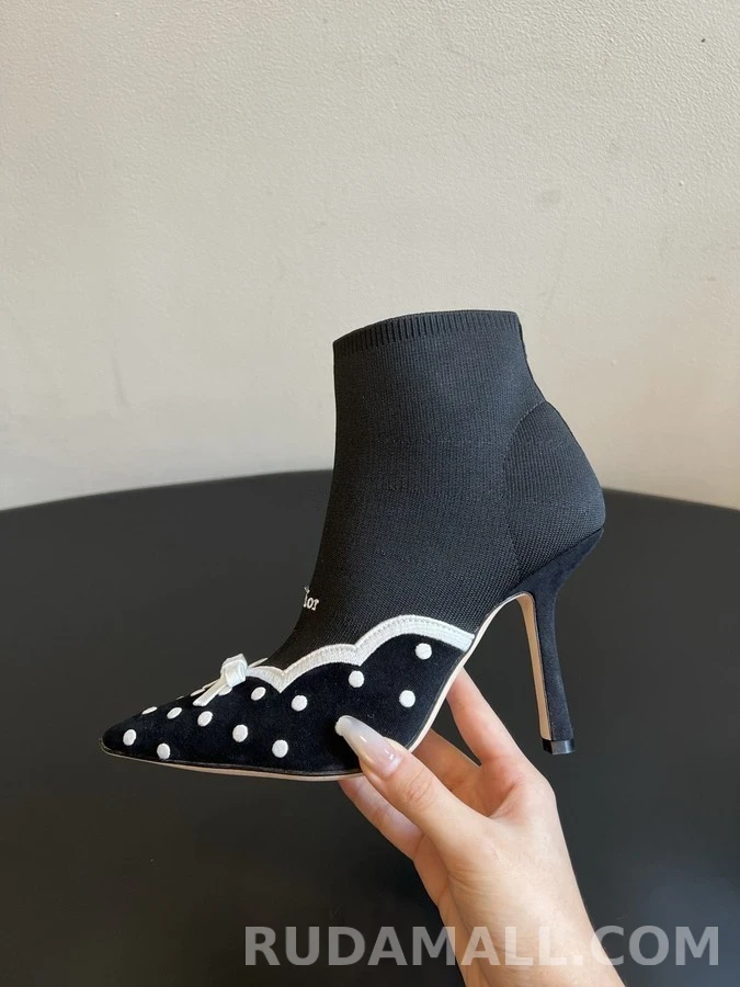 디올 디올 도트 리본 니트 앵클 부츠 상세 이미지