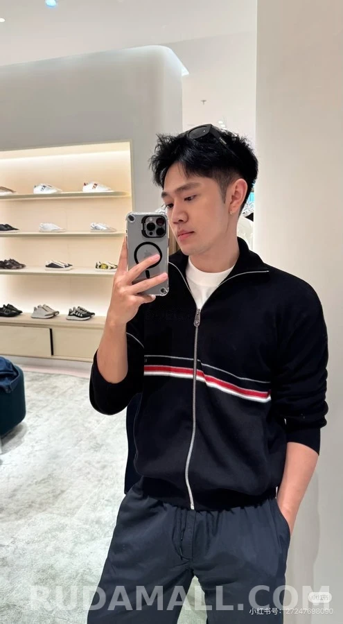 베르사체 베르사체 레터링 스트라이프 집업 니트 상세 이미지