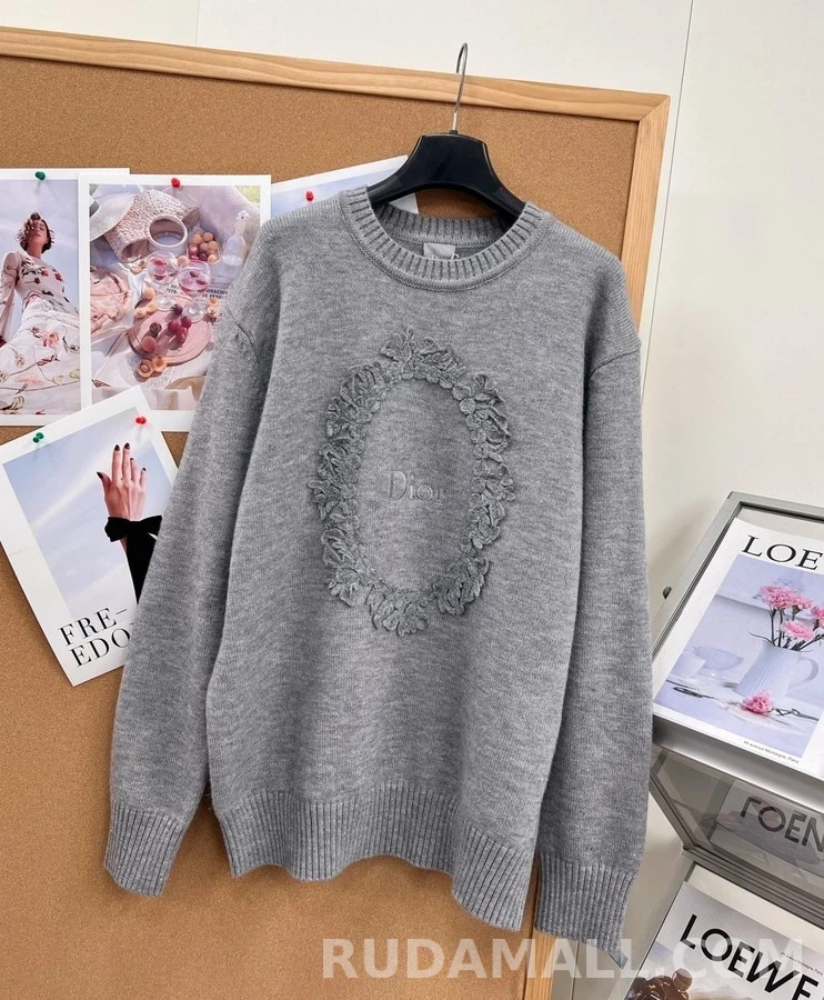 디올 디올 올리브잎 화환 자수 니트 상세 이미지