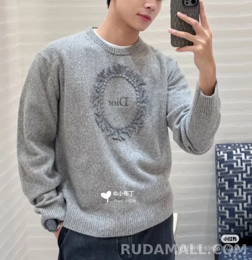 디올 디올 올리브잎 화환 자수 니트 상세 이미지