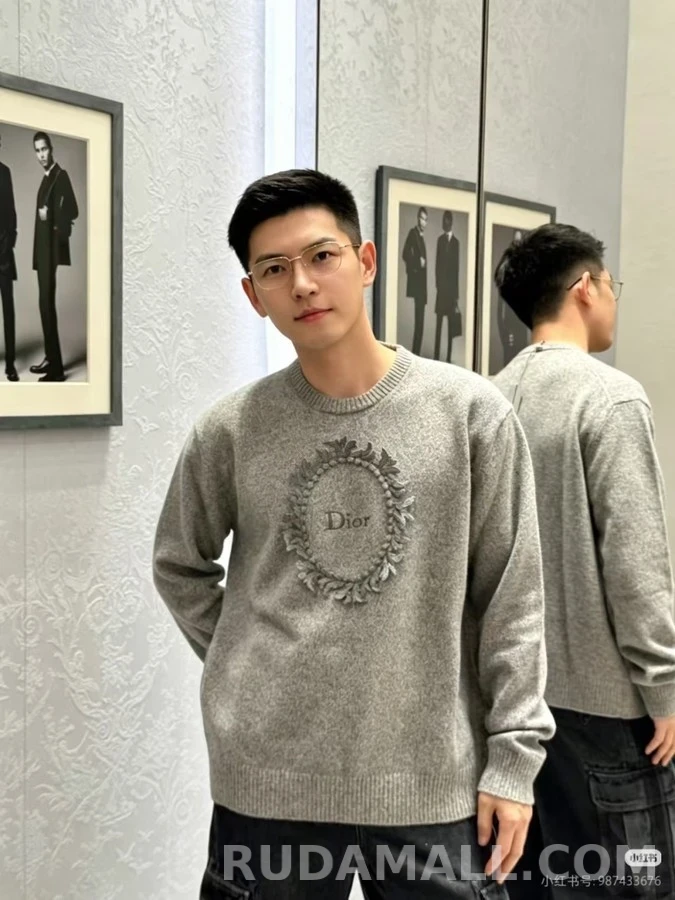 디올 디올 올리브잎 화환 자수 니트 상세 이미지