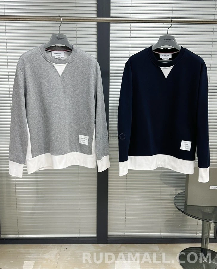 톰브라운 톰브라운 V넥 배색 맨투맨 상세 이미지