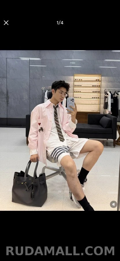 톰브라운 톰브라운 스트라이프 코끼리 자수 셔츠 상세 이미지
