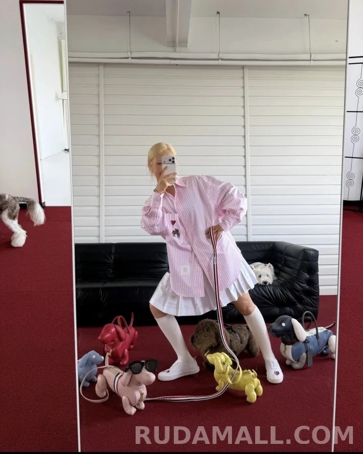 톰브라운 톰브라운 스트라이프 코끼리 자수 셔츠 상세 이미지