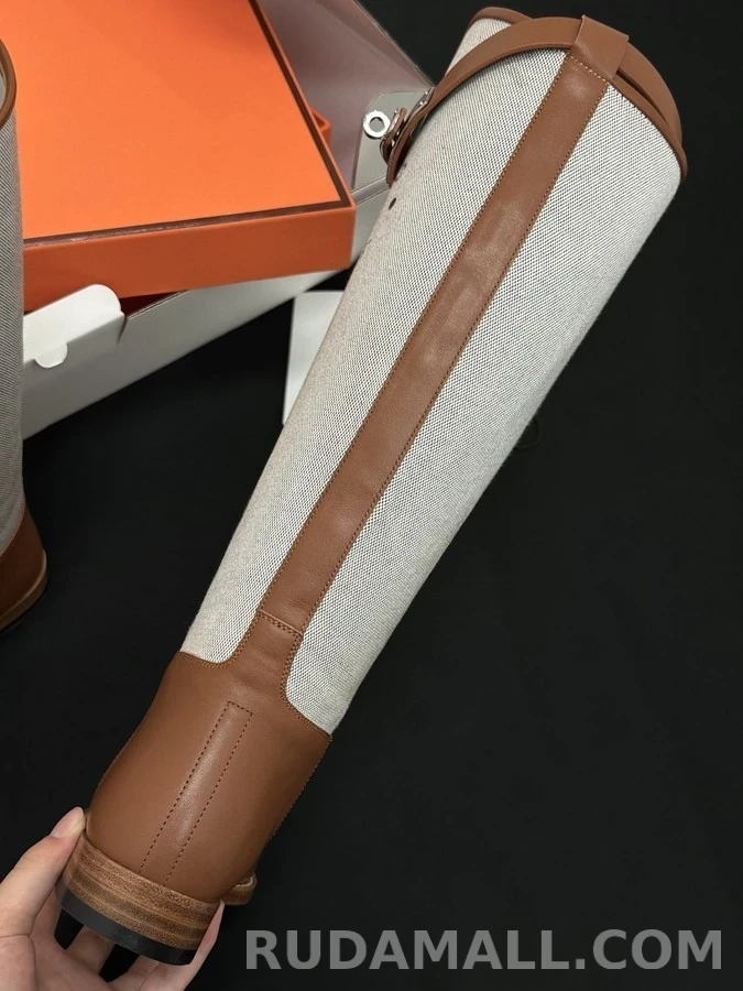 에르메스 에르메스 켈리 버클 캔버스 패널 라이딩 부츠 상세 이미지