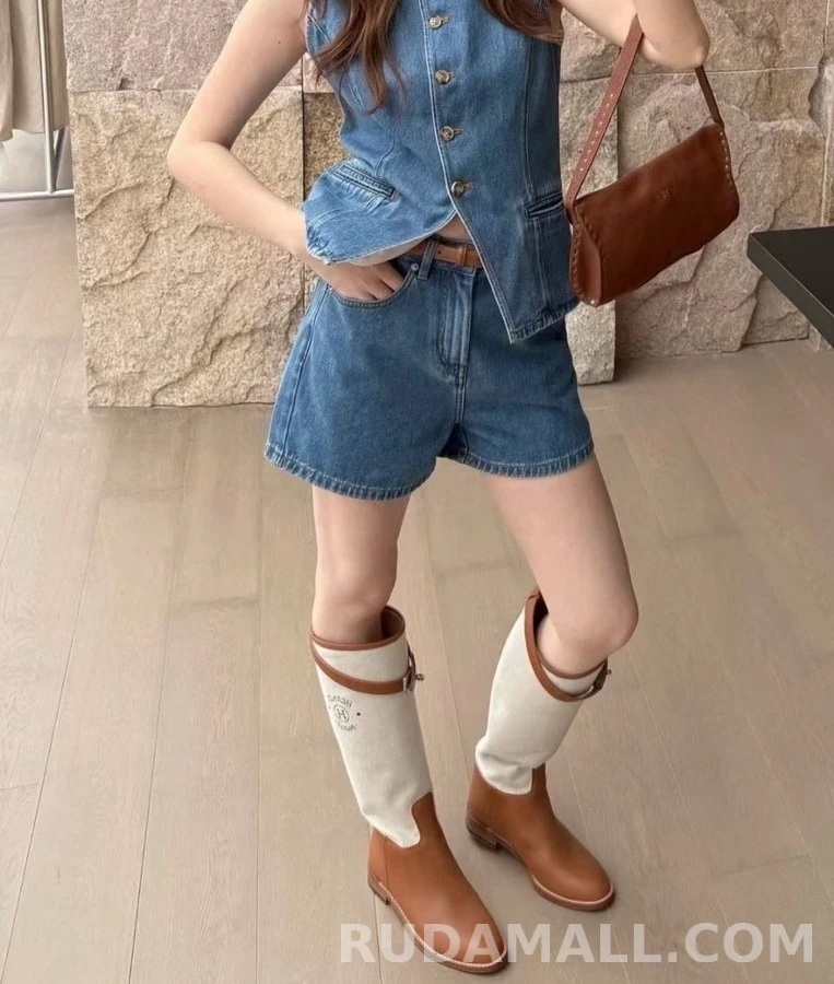 에르메스 에르메스 켈리 버클 캔버스 패널 라이딩 부츠 상세 이미지