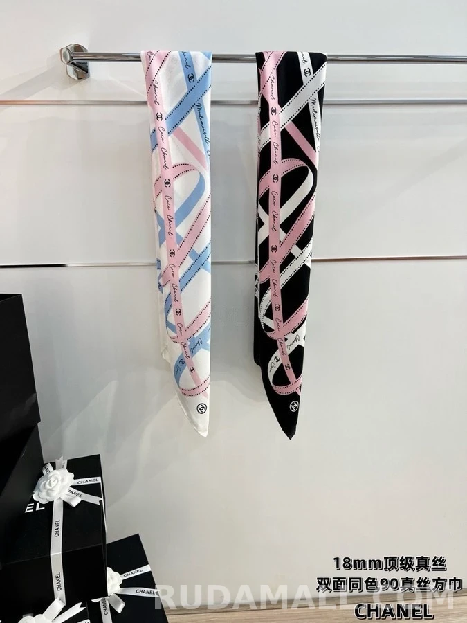 샤넬 샤넬 리본 패턴 스카프 상세 이미지