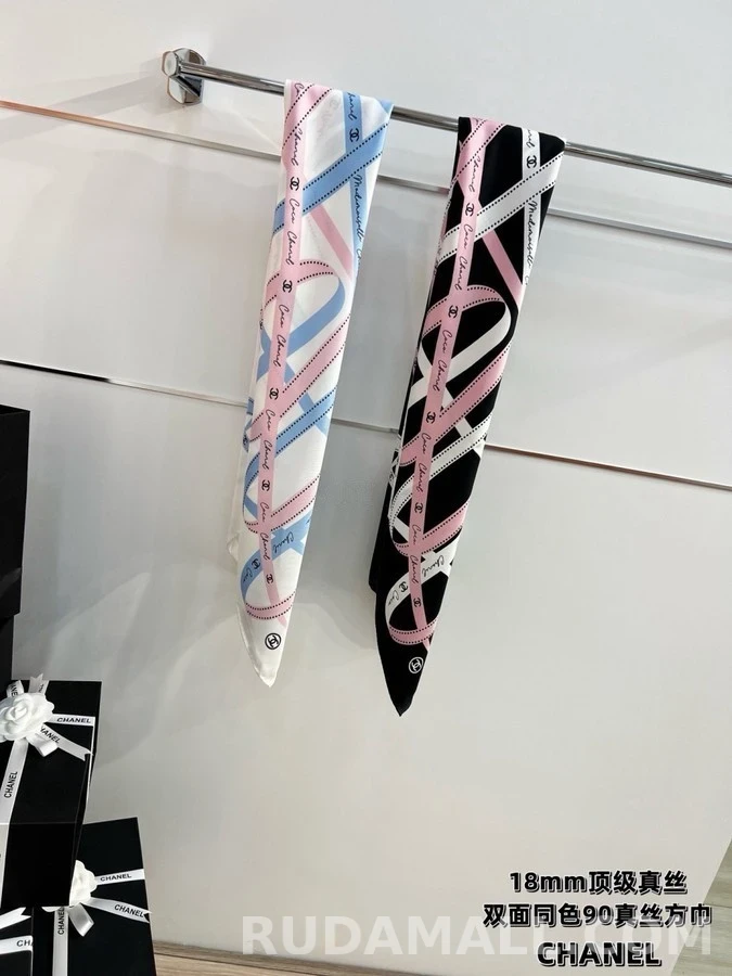 샤넬 샤넬 리본 패턴 스카프 상세 이미지