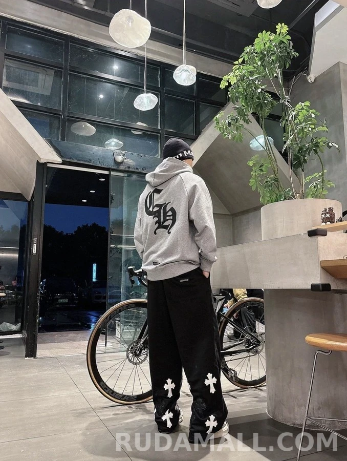 크롬하츠 크롬하츠 십자가 CH 로고 플록 후드티 상세 이미지