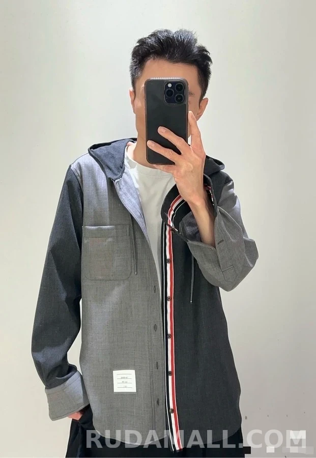 톰브라운 톰브라운 트라이컬러 후드 셔츠 상세 이미지