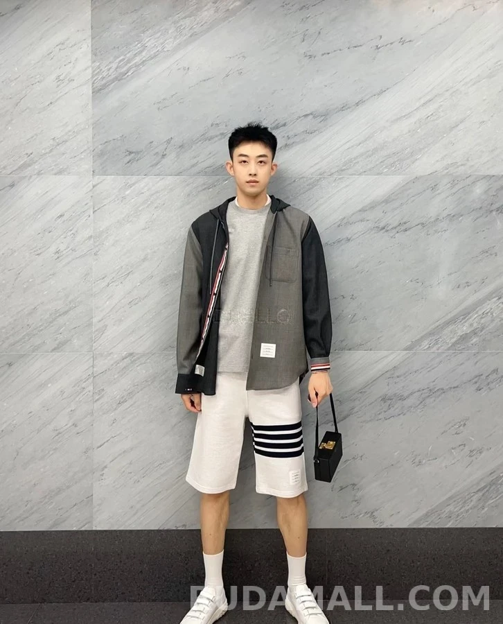 톰브라운 톰브라운 트라이컬러 후드 셔츠 상세 이미지