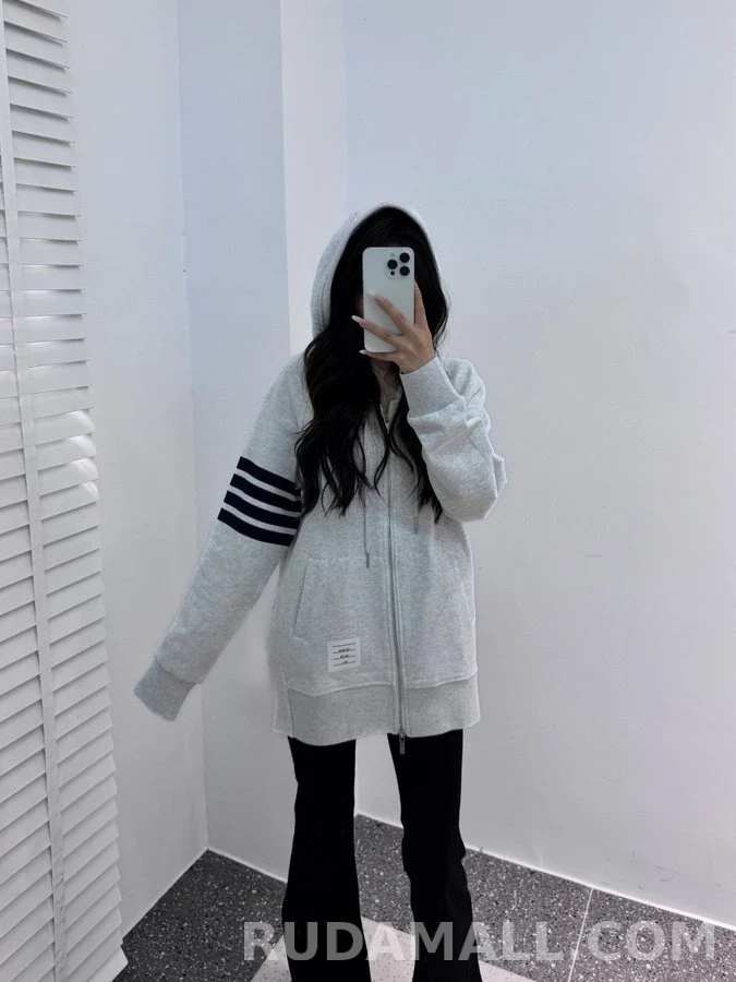 톰브라운 톰브라운 4선 스트라이프 후드 집업 상세 이미지