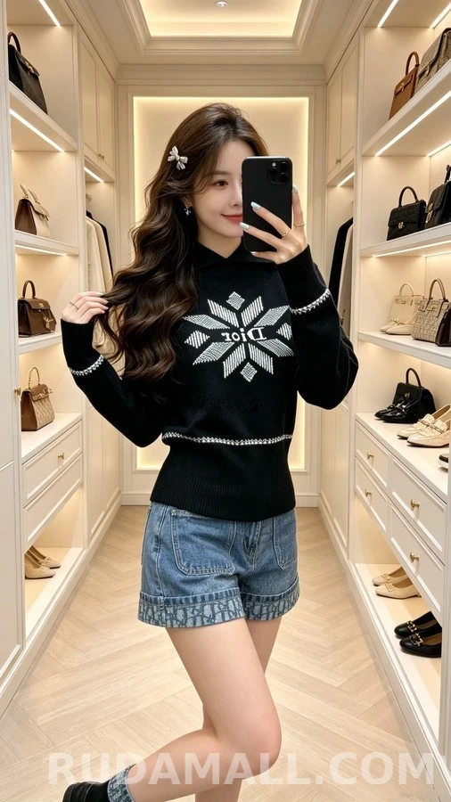 디올 디올 설화 자카드 로고 니트 상세 이미지