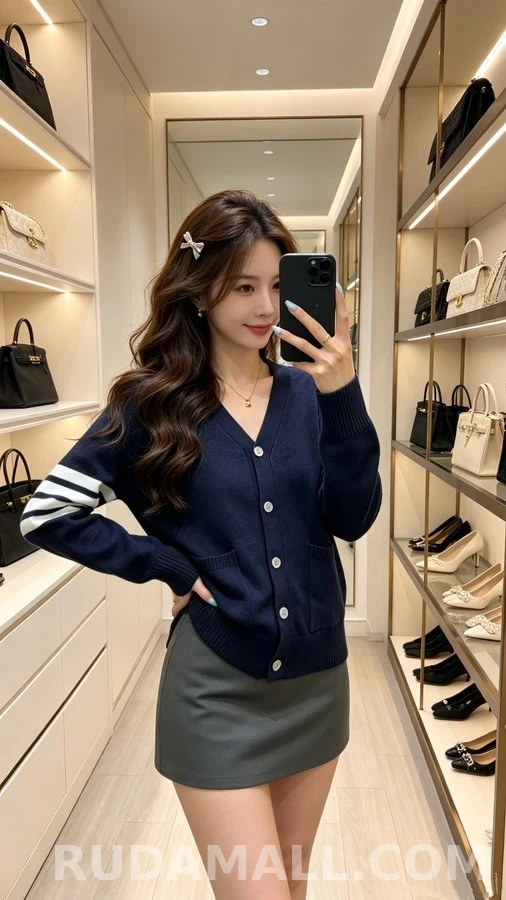 톰브라운 톰브라운 스트라이프 세일러 자수 가디건 상세 이미지