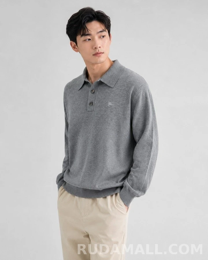 버버리 버버리 로고 긴팔 폴로 티셔츠 상세 이미지