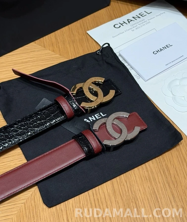 샤넬 샤넬 더블 C 악어 엠보 벨트 상세 이미지