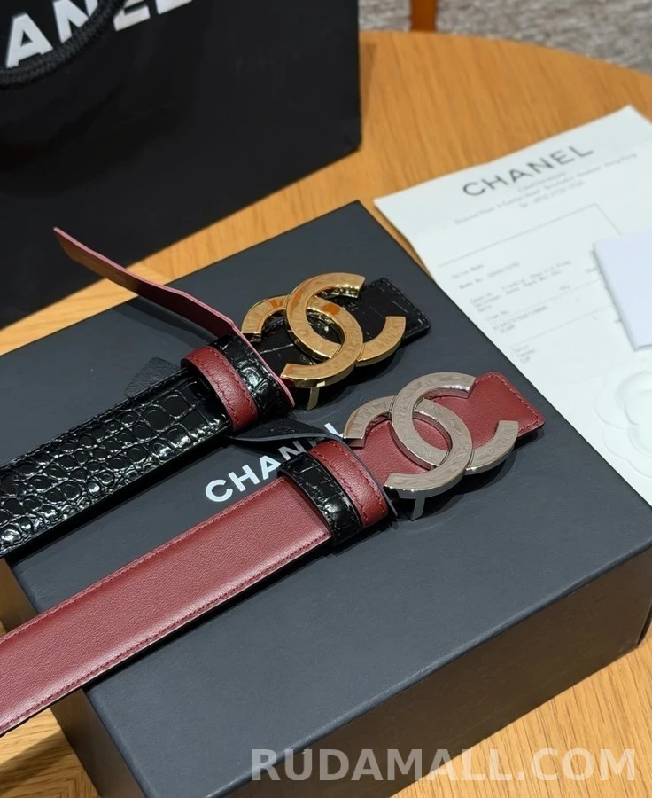 샤넬 샤넬 더블 C 악어 엠보 벨트 상세 이미지