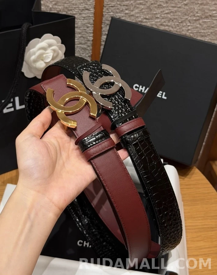 샤넬 샤넬 더블 C 악어 엠보 벨트 상세 이미지