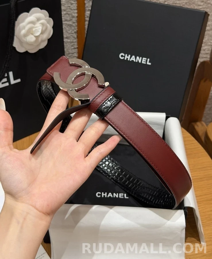 샤넬 샤넬 더블 C 악어 엠보 벨트 상세 이미지