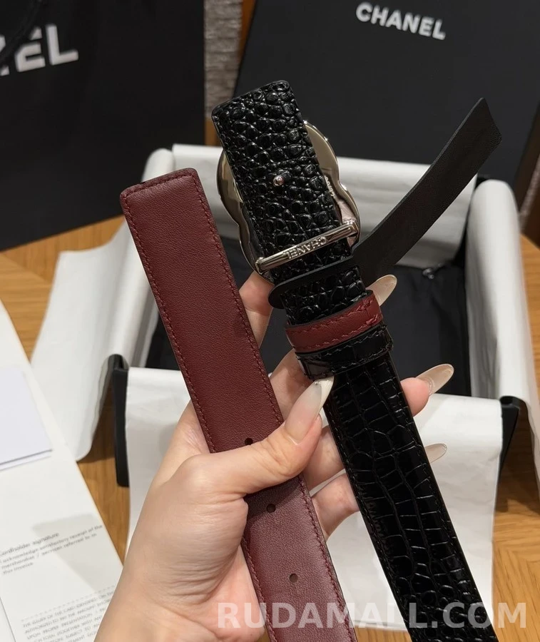 샤넬 샤넬 더블 C 악어 엠보 벨트 상세 이미지