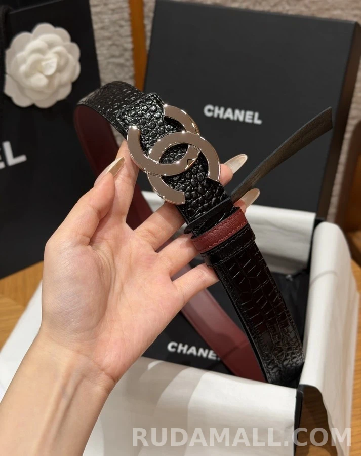 샤넬 샤넬 더블 C 악어 엠보 벨트 상세 이미지