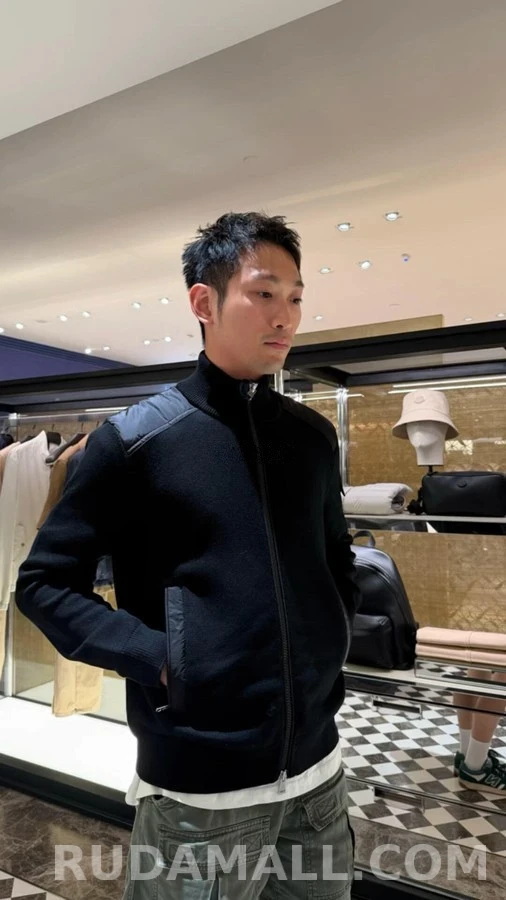 몽클레어 몽클레어 리브 조직 지퍼 패널 가디건 상세 이미지