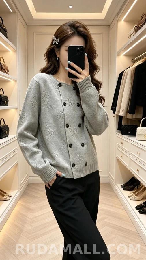 루이비통 루이비통 모노그램 더블 버튼 가디건 상세 이미지